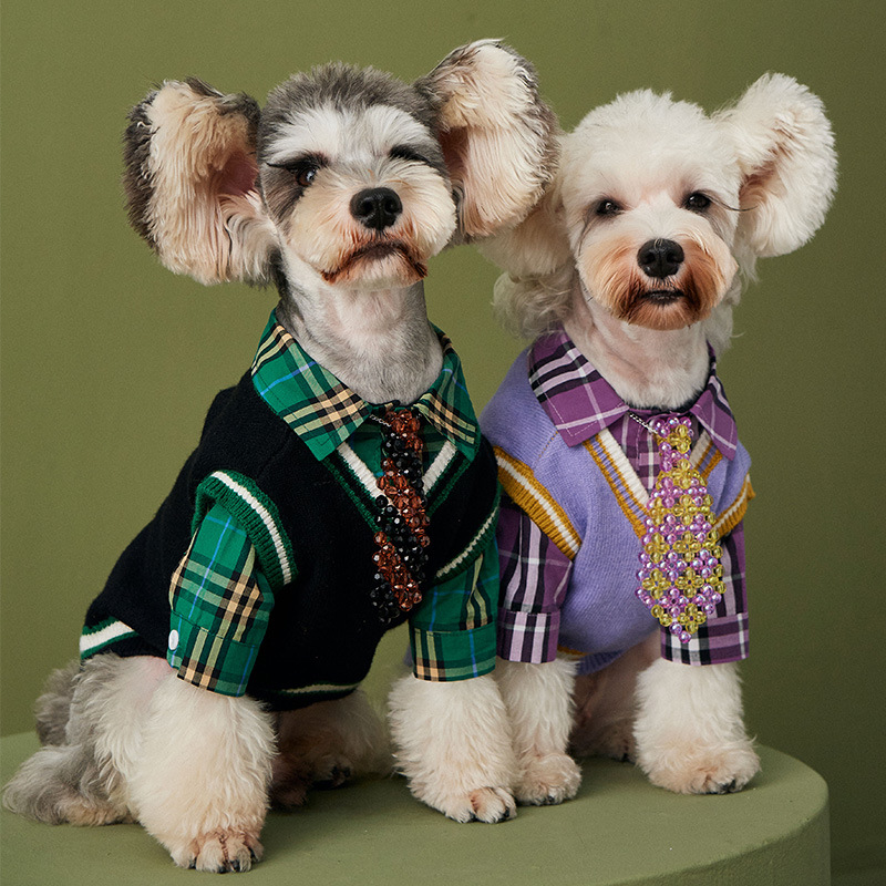 Dog clothes autumn winter sleeveless vest sweater Teddy Chenery Bomei bear fadou pet clothes
