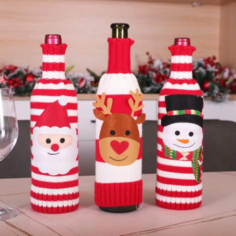 Manufacturer Christmas knitted sweater cartoon red wine set wine bottle set Christmas wine bottle decoration Christmas wine set
