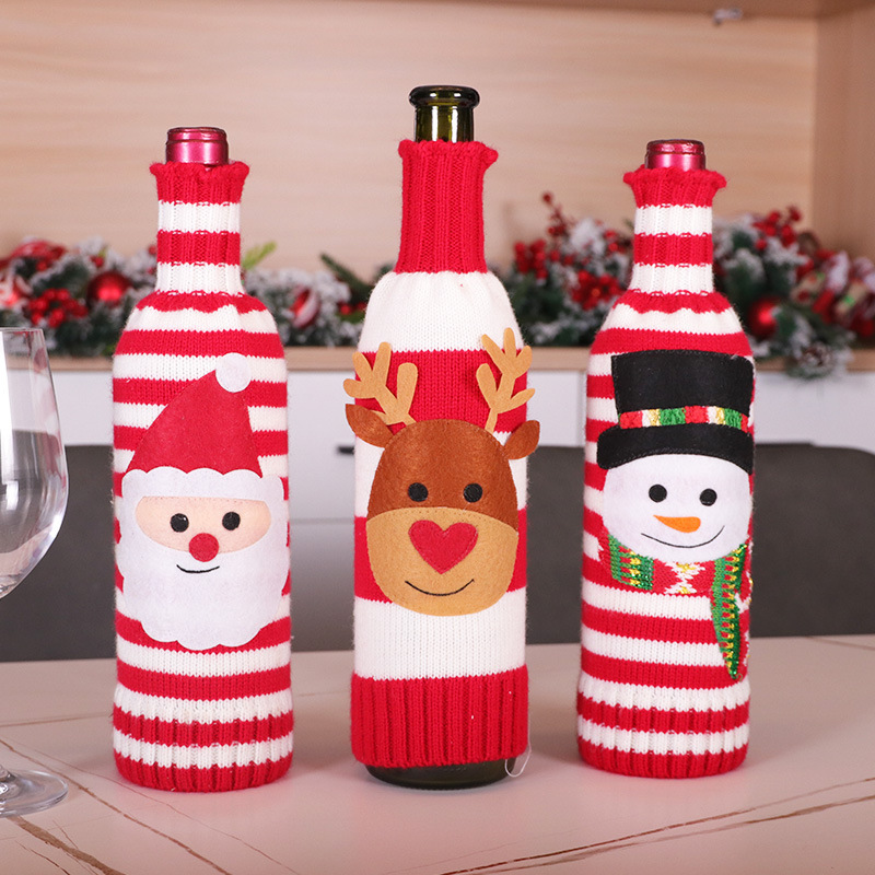 Manufacturer Christmas knitted sweater cartoon red wine set wine bottle set Christmas wine bottle decoration Christmas wine set