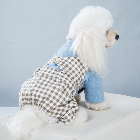 Dog clothes autumn and winter plus cotton thickened small dog four legged cotton clothes lattice couple's pet winter clothes