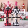 Christmas decorations red and black checked collar wine bottle set holiday fashion atmosphere wine bottle table home decoration