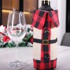 Christmas decorations red and black checked collar wine bottle set holiday fashion atmosphere wine bottle table home decoration
