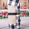 Christmas decorations red and black checked collar wine bottle set holiday fashion atmosphere wine bottle table home decoration