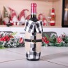 Christmas decorations red and black checked collar wine bottle set holiday fashion atmosphere wine bottle table home decoration
