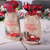 Christmas red wine linen decorative products cartoon car portable cloth bag wine bottle cover Christmas wine bottle decoration