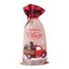 Christmas red wine linen decorative products cartoon car portable cloth bag wine bottle cover Christmas wine bottle decoration