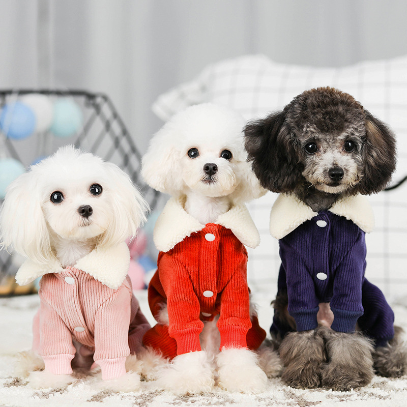 Factory direct sales new dog clothing corduroy owl print cat clothes autumn and winter plus velvet pet clothes	