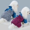 Autumn and winter little dog four legged cotton padded Princess bow pet clothes thickened lattice winter coat