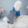 Autumn and winter little dog four legged cotton padded Princess bow pet clothes thickened lattice winter coat
