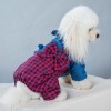 Autumn and winter little dog four legged cotton padded Princess bow pet clothes thickened lattice winter coat