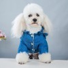 Autumn and winter little dog four legged cotton padded Princess bow pet clothes thickened lattice winter coat