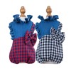 Autumn and winter little dog four legged cotton padded Princess bow pet clothes thickened lattice winter coat