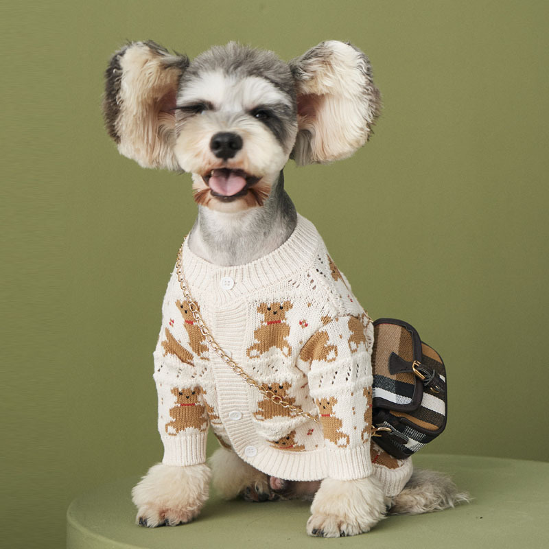 Dog clothes autumn winter bear sweater cardigan Teddy Schnauzer Bomei VIP lovely pet coat