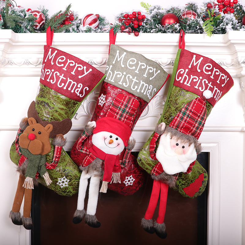 Hot Christmas decorations long legs Christmas stockings gift bag large Christmas stockings decorative pendant