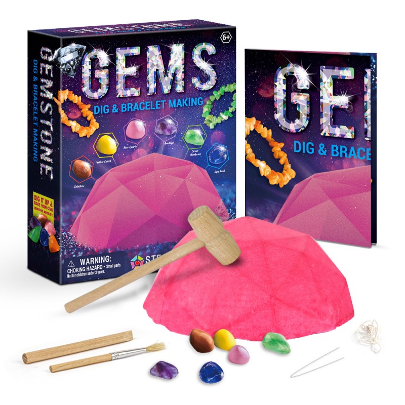Children's educational toys archaeological excavation natural mineral gemstone bracelet diy girl toy