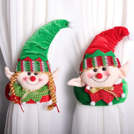 Christmas decorations creative cartoon couple curtain holding door curtain buckle home shopping mall window decoration supplies