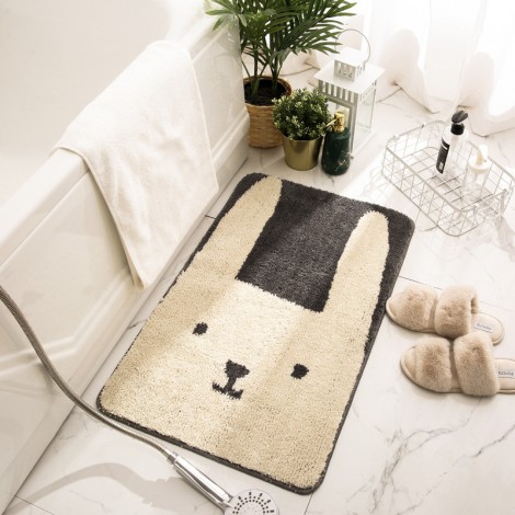 Cartoon flocking doormat household bedroom toilet doormat bathroom non slip doormat