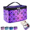 European and American fashion Lingge 3D laser Pu folding cosmetic bag portable travel handbag waterproof storage wash bag