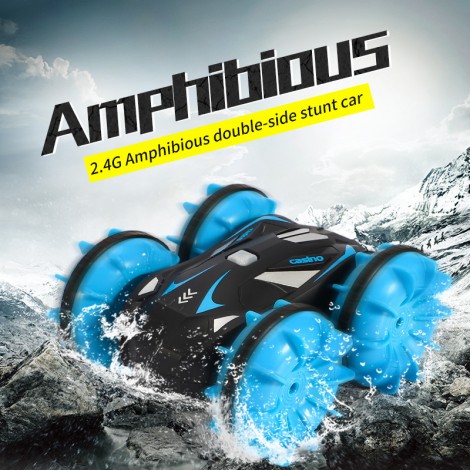 Children's toy four-wheel drive amphibious remote control 2.4G stunt car waterproof off-road double-sided driving rechargeable tank car