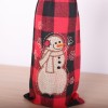 Christmas decoration magenta Black Plaid machine embroidered wool collar wine set Christmas decoration red wine bag champagne set