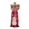Christmas decoration magenta Black Plaid machine embroidered wool collar wine set Christmas decoration red wine bag champagne set