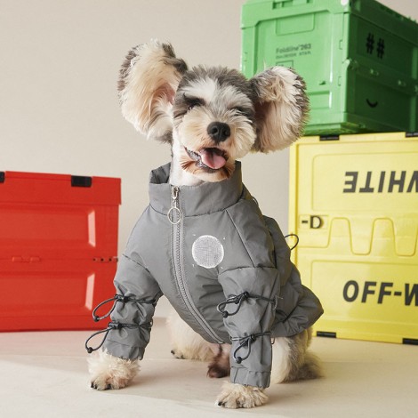 Dog clothes autumn and winter Teddy Chenery Bomei VIP small and medium-sized dog fashion reflective drawstring down jacket