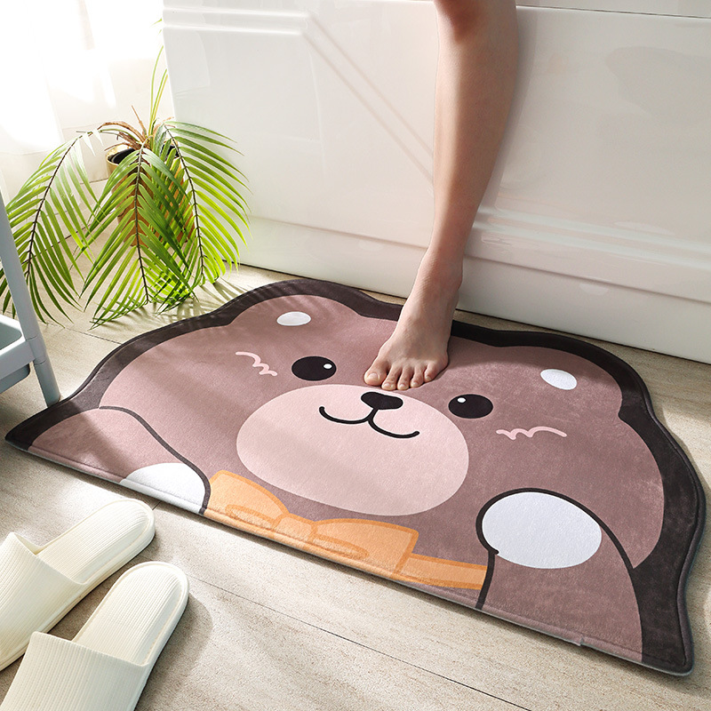 Cartoon flannel shape home entry floor mat household toilet door water absorption anti-skid bathroom mat