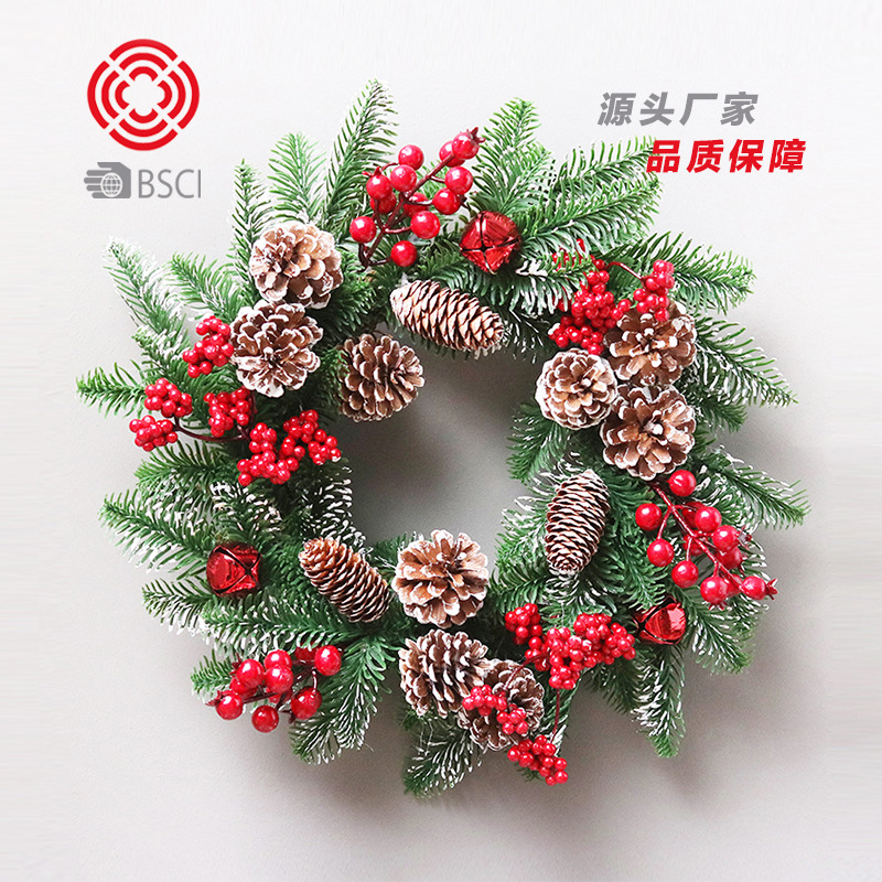 Christmas decorations high grade PE stained white pine cone Christmas Wreath Hotel mall Pendant