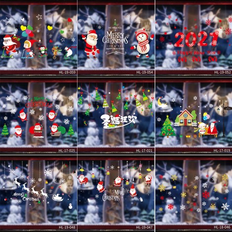 2021 Christmas window stickers static stickers shopping malls parties Christmas static stickers active atmosphere supplies