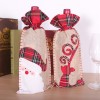 Linen Christmas wine set tether red grid cloth closure Christmas red wine bag Santa Claus printed wine set desktop decoration