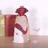 Linen Christmas wine set tether red grid cloth closure Christmas red wine bag Santa Claus printed wine set desktop decoration