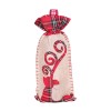 Linen Christmas wine set tether red grid cloth closure Christmas red wine bag Santa Claus printed wine set desktop decoration