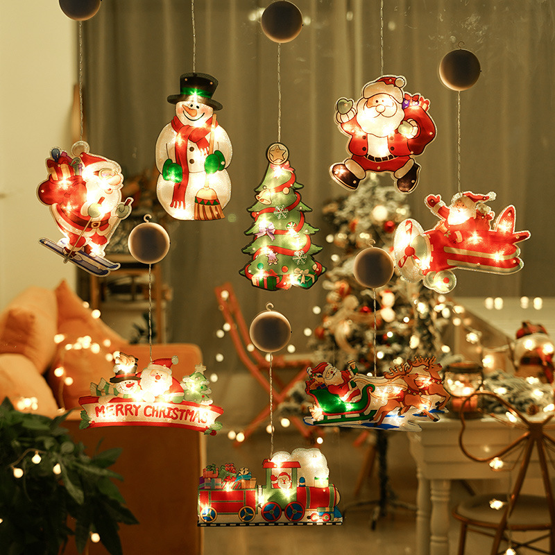 Christmas window decoration led sucker lamp Christmas window hanging lamp holiday decoration small colored lamp