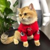 Cat clothes autumn and winter clothes Plush sweater blue cat English short hair proof small milk cat red festive pet new year clothes