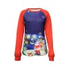 Fd154 2021 Christmas women's red contrast old man Print Long Sleeve round neck T-shirt