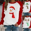 Fd155 women's holiday 2021 Christmas casual printed sweater contrast color long sleeve T-shirt women's wear