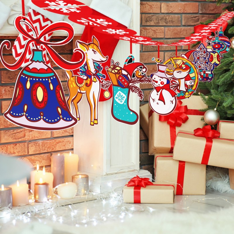 Christmas creative paper flag pulling Christmas shopping mall party Christmas paper flower pulling decorative atmosphere products