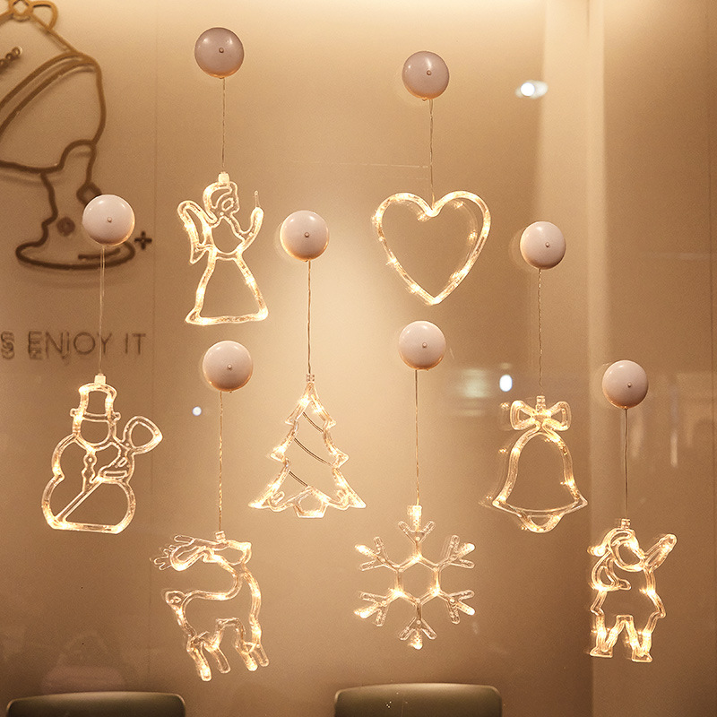 Led suction cup lamp Christmas decoration small color lamp shop window decoration pendant Christmas tree atmosphere decoration accessories