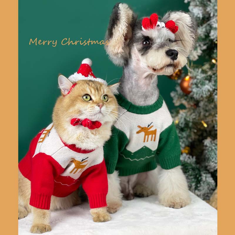 Dog clothes autumn winter knitwear Christmas Day festive Teddy Schnauzer bomecokee cat pet sweater