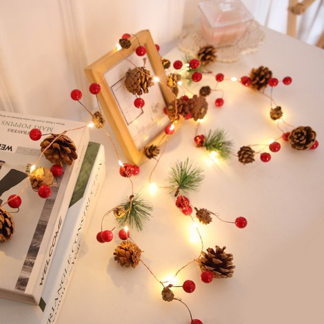 Led small lights Christmas decorations shop scene Christmas tree creative dress up pine cone bell lamp string
