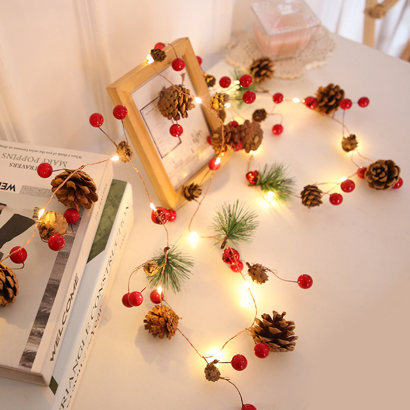 Led small lights Christmas decorations shop scene Christmas tree creative dress up pine cone bell lamp string