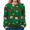 On0843 autumn winter 2021 European and American women's round neck loose sweater Christmas printed T-shirt
