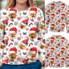 On0846 2021 women's top Christmas old man print round neck long sleeve T-shirt women