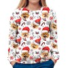 On0846 2021 women's top Christmas old man print round neck long sleeve T-shirt women