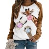 On0849 European and American women's 2021 splicing top Christmas print round neck T-shirt