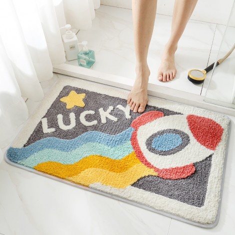 Modern flocking home entry Floor Mat Carpet household bathroom water absorbent non slip mat bedroom door mat