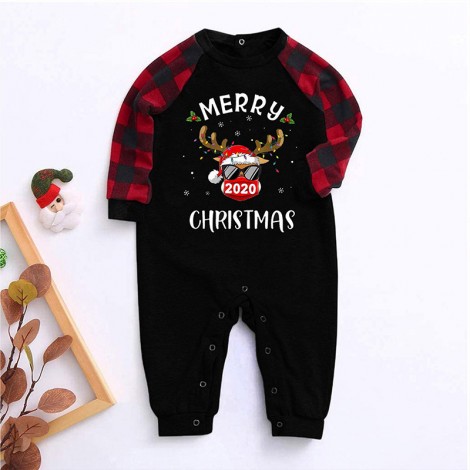 On0828 infant children's autumn winter christmas infant clothing baby long sleeve lattice contrast two-piece set