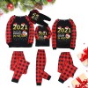 On0827 2021 Christmas parent-child Plaid long sleeve suit Christmas printed home suit