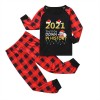 On0827 2021 Christmas parent-child Plaid long sleeve suit Christmas printed home suit