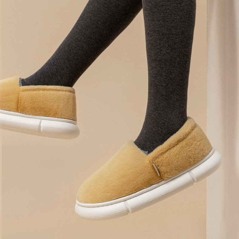 Musa warm bag with cotton slippers plus velvet thickened confinement shoes for household household men and women stepping on shit